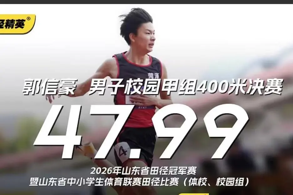 喜报 | 菏泽成阳学校高三年级郭信豪同学斩获省田径冠军赛400米金牌！